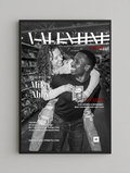Magazine cover with a couple embracing, featuring text and a QR code.